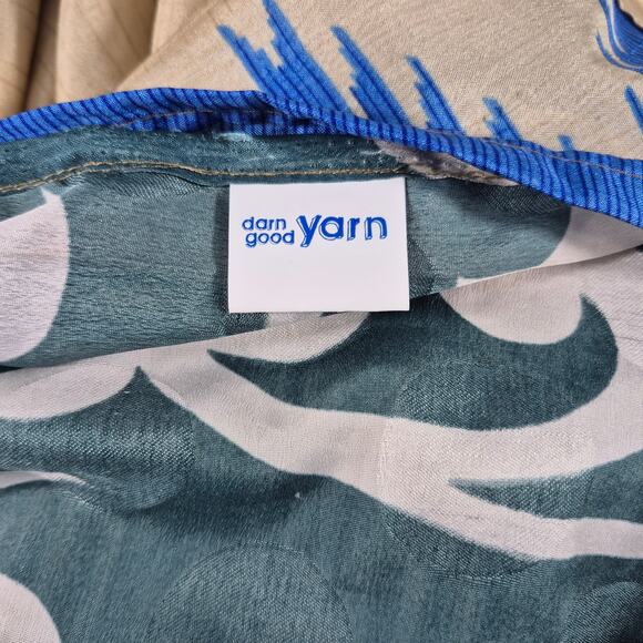 Darn Good Yarn Sari Silk Blue Gold Green Reversible Wrap Around Long Skirt 4 12 - Picture 2 of 4